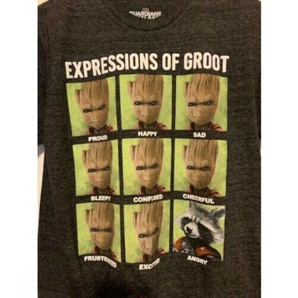 GUARDIANS OF THE GALAXY EXPRESSIONS OF GROOT SIZE SMALL T-SHIRT **NICE** - Picture 2 of 3